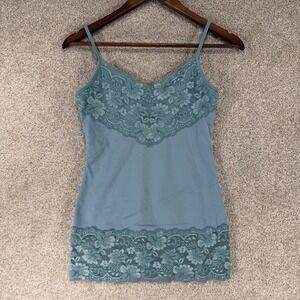 Studio Y Size S Lace Cami Tank Top Y2K Teal Blue‎ Fairycore Whimsigoth Stretchy
